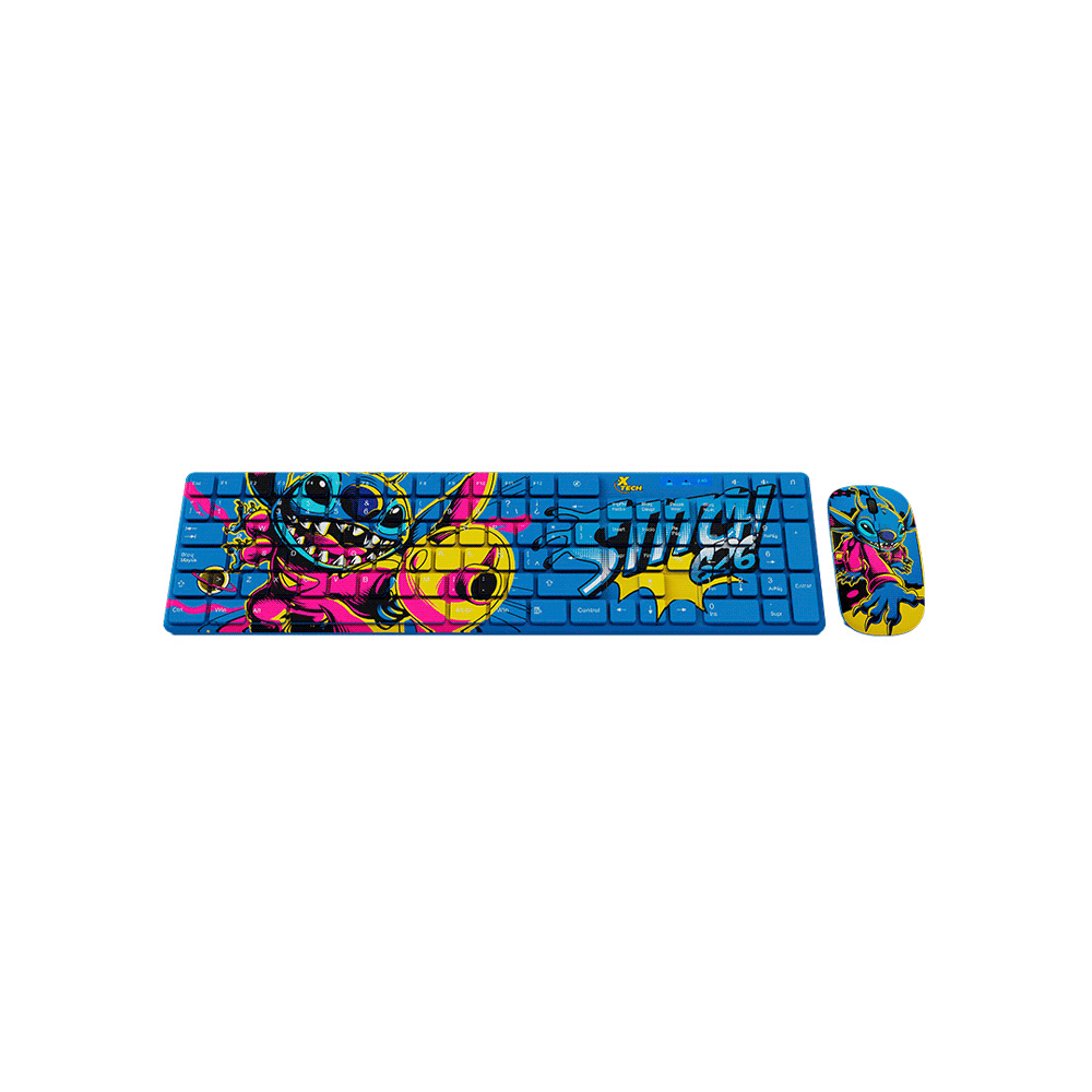 TECLADO+MOUSE WIR XTECH XTK-D312ST STITCH NUM/ESP/AZUL