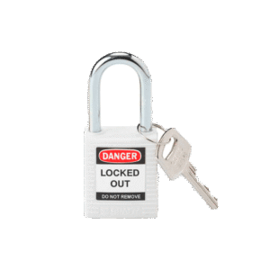 BRADY CANDADO ARCO ACERO CUERPO NYLON BLANCO ARCO 38MM (143123)