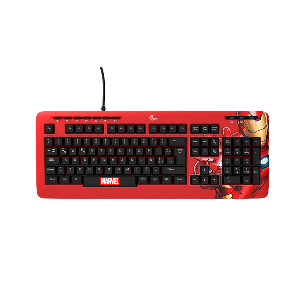 TECLADO USB XTECH XTK-M401IM IRON MAN ESP/ROJO/MULTIMEDIA PSJ
