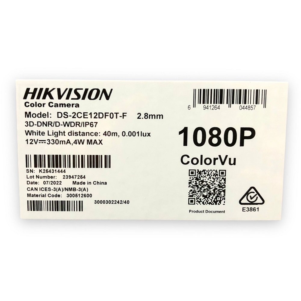 Cámara Bullet Hikvision ColorVu DS-2CE12DF0T-F 2MP