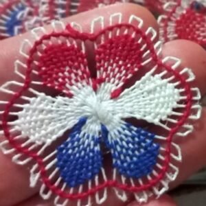 Escarapela de Ñandutí tricolor, artesanía paraguaya